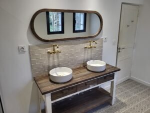 Création d'une salle de bains sur mesure double vasques Fontaine-la-Mallet